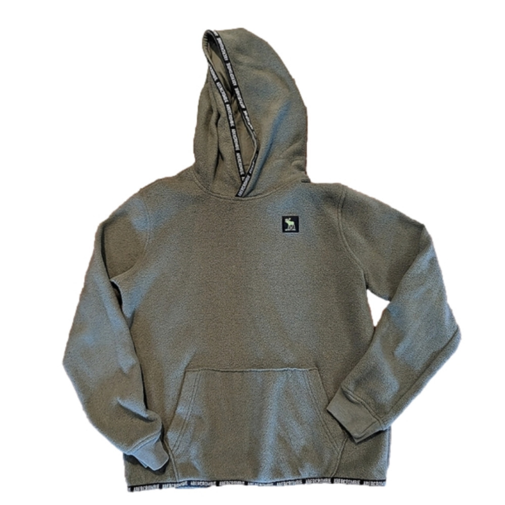 ABERCROMBIE kids, fleece hoody, worn once, green,Sz 13/14 youth
